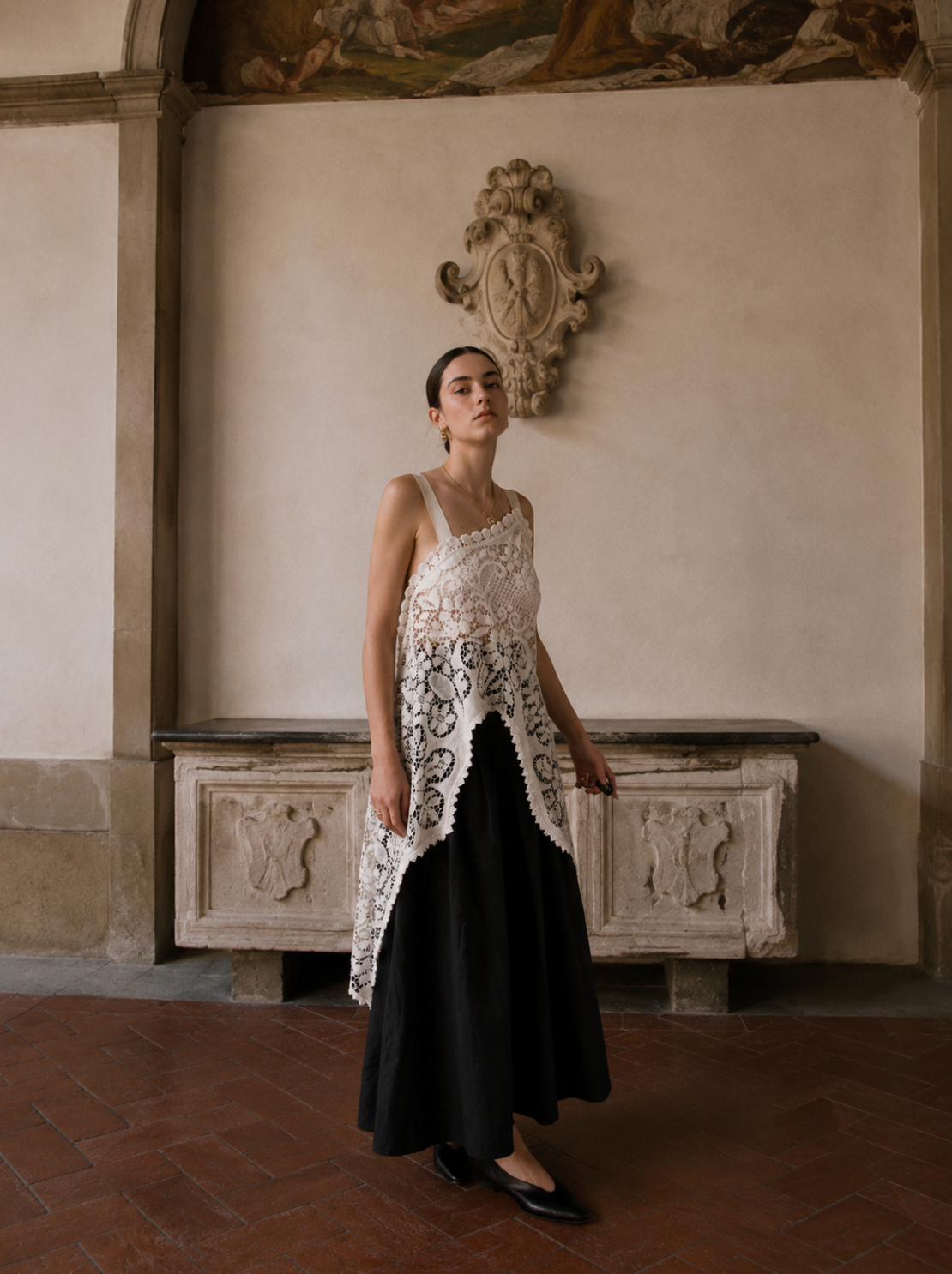 Asymmetric lace top