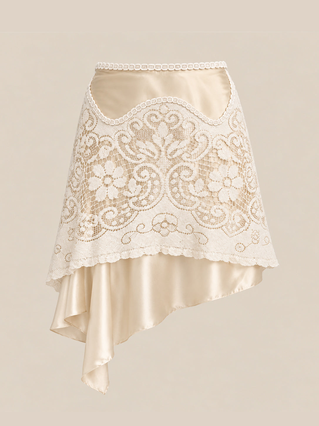 Silk satin and lace skirt - Made to order